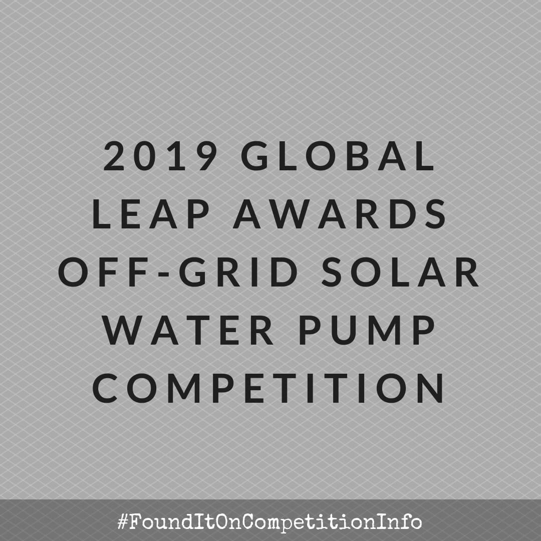 2019 Global LEAP Awards Off-Grid Solar Water Pump Competition