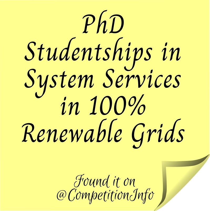 PhD Studentships in System Services in 100% Renewable Grids